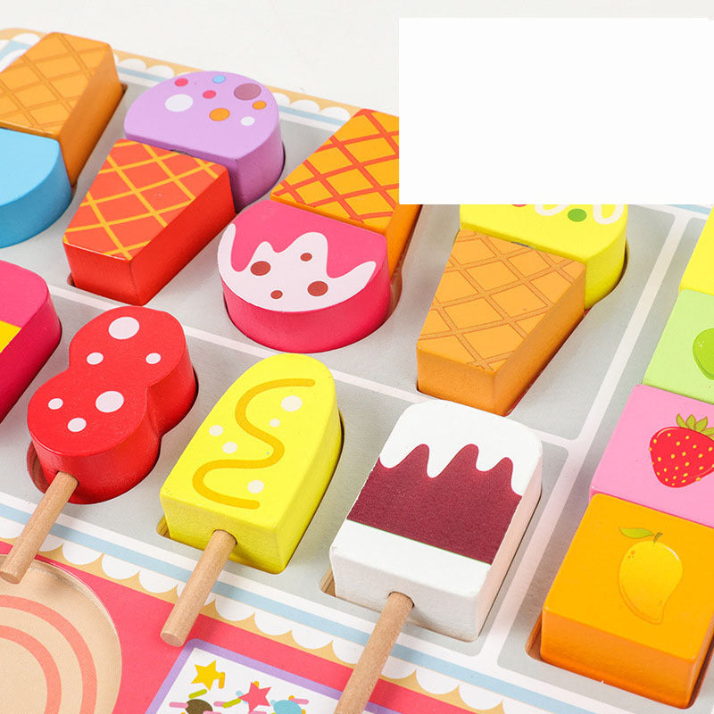 Wooden Children's Play House Ice Cream Candy Cart Toy Little Girl Push Ice Cream Ice Cream Cart Kitchen Set