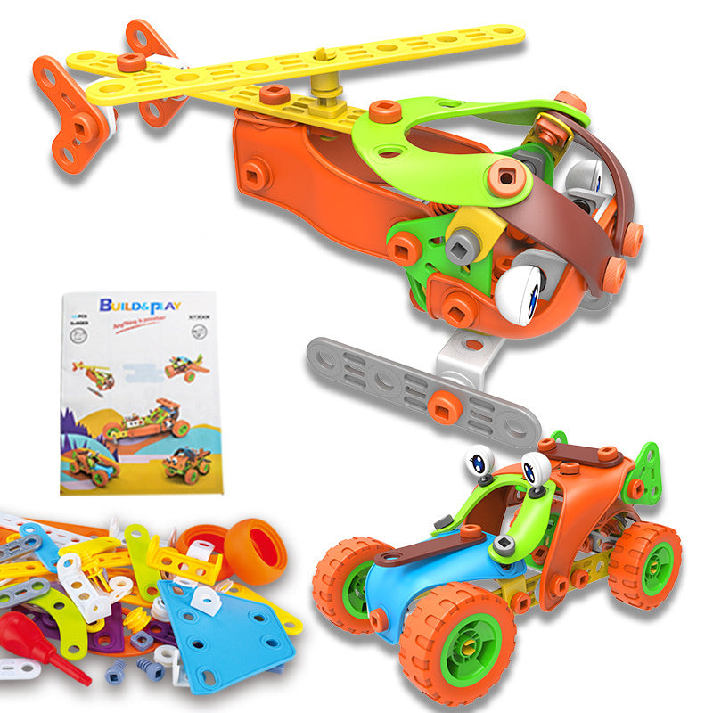 Building Block Toys Five-in-One Self-assembled Aircraft Car