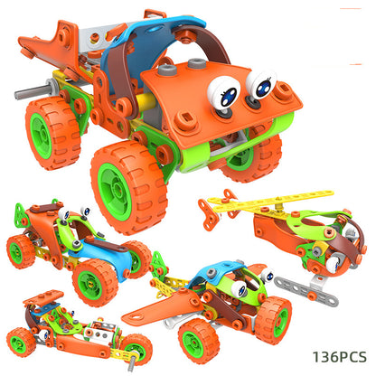 Building Block Toys Five-in-One Self-assembled Aircraft Car