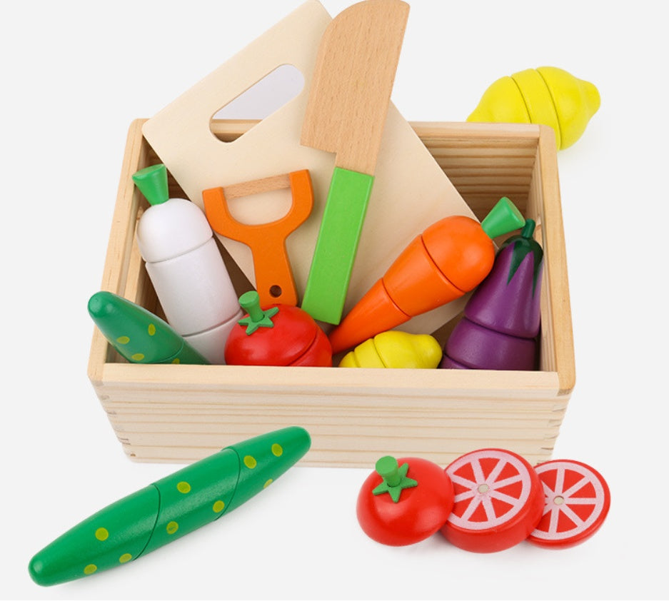Fruit And Vegetable Cutting Music Wooden Magnetic Cutting Toys