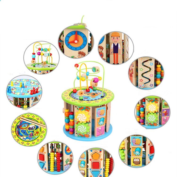 Treasure Box Toys Multifunctional 10-in-one Puzzle Bead Around Wooden Toys