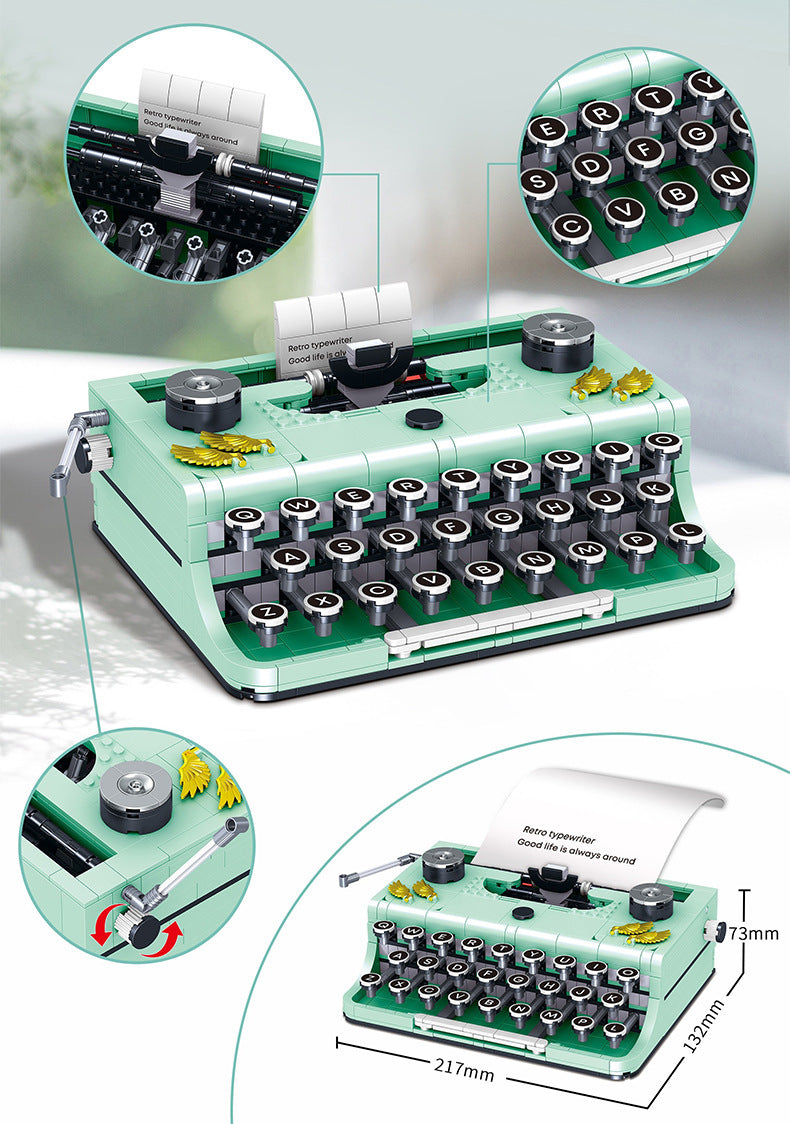 Retro Simulation Typewriter Nostalgic Classic Assembling Toys Building Blocks