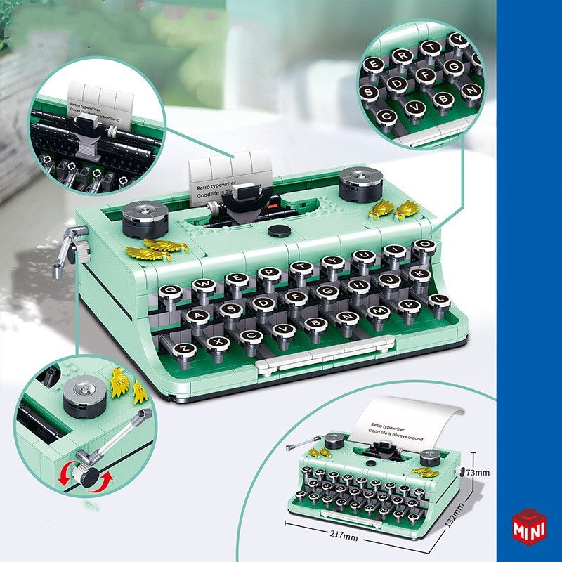 Retro Simulation Typewriter Nostalgic Classic Assembling Toys Building Blocks