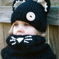 Baby Girls Hats Handmade Kids Winter Hats Wrap Bear Scarf Caps