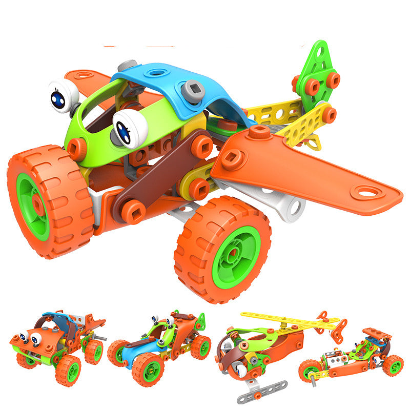 Building Block Toys Five-in-One Self-assembled Aircraft Car