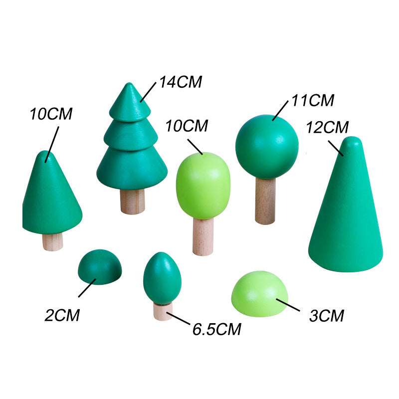 Solid wood build four elements forest coral educational toys