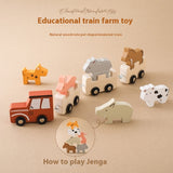 Children's Wooden Farm Animal Train Baby Enlightenment Stacking Cognitive Toys Educational Toys Birthday Train