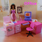 Doll Furniture Office Computer Desk Bookcase Set Play House Toys