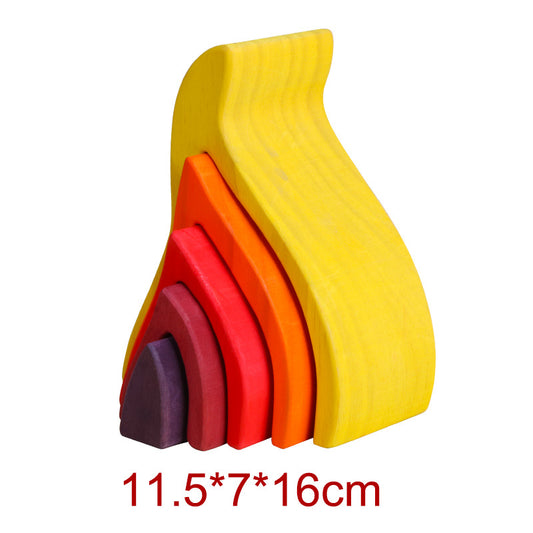 Solid wood build four elements forest coral educational toys